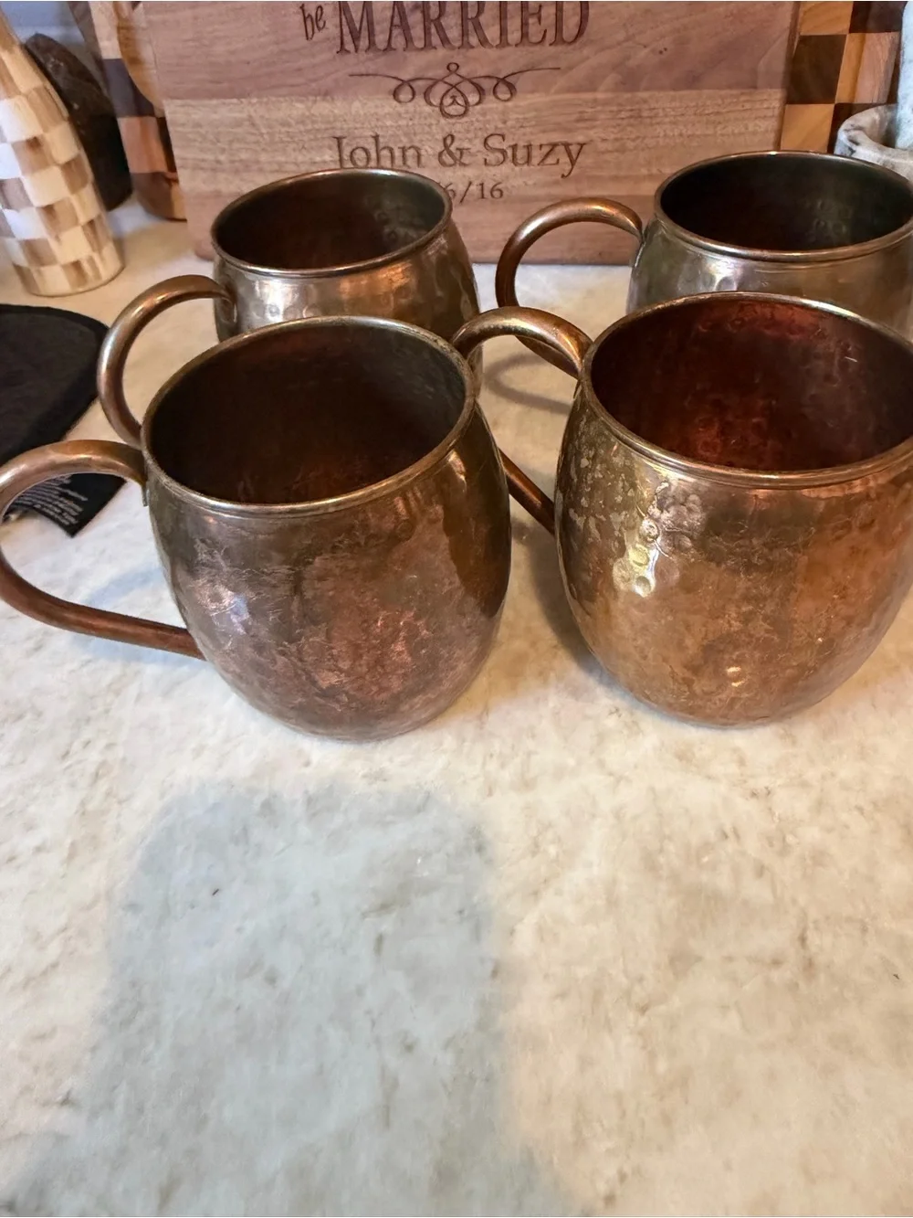Hammered solid Copper mule mugs x4